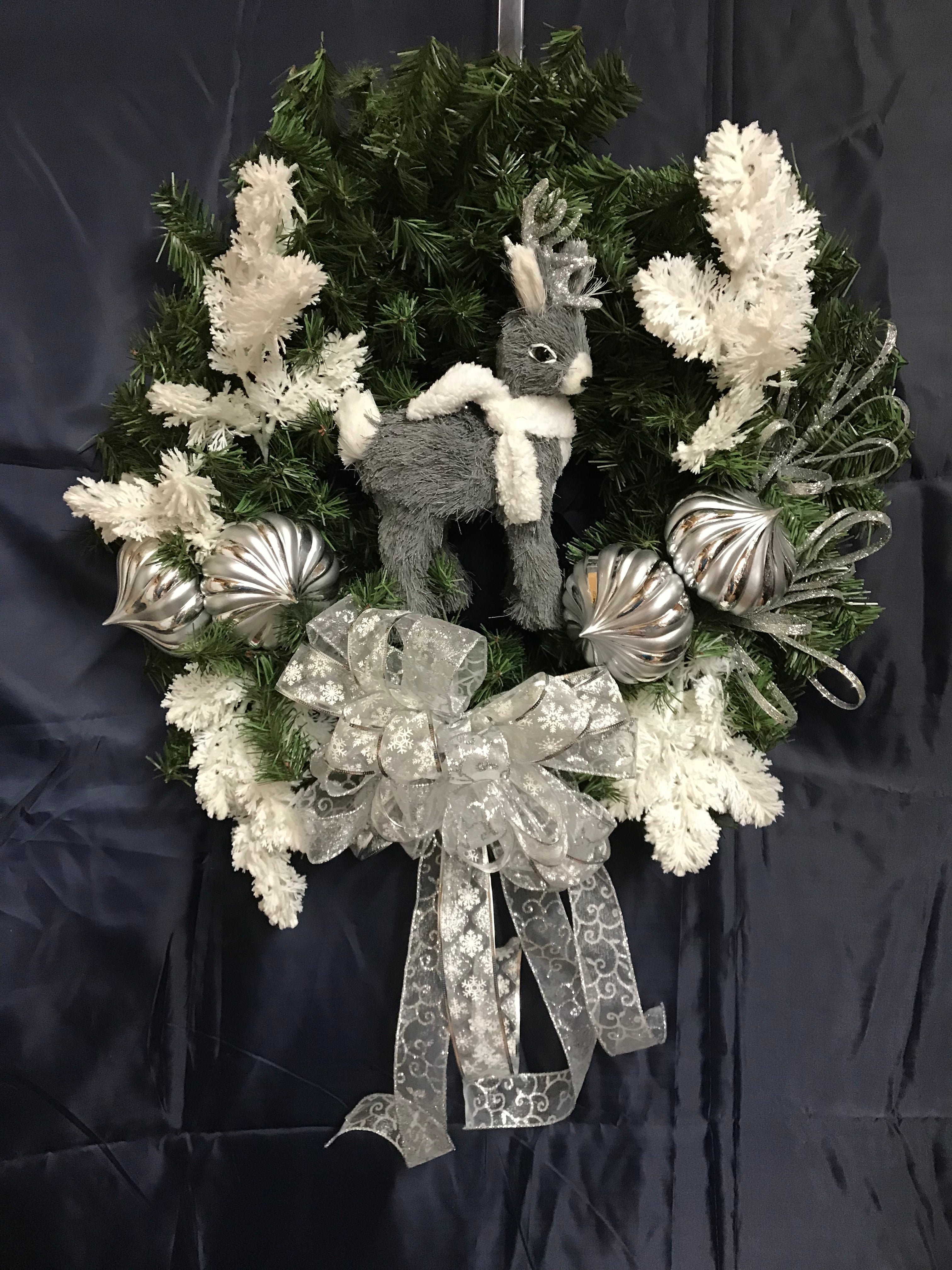 Grey Reindeer Xmas Wreath